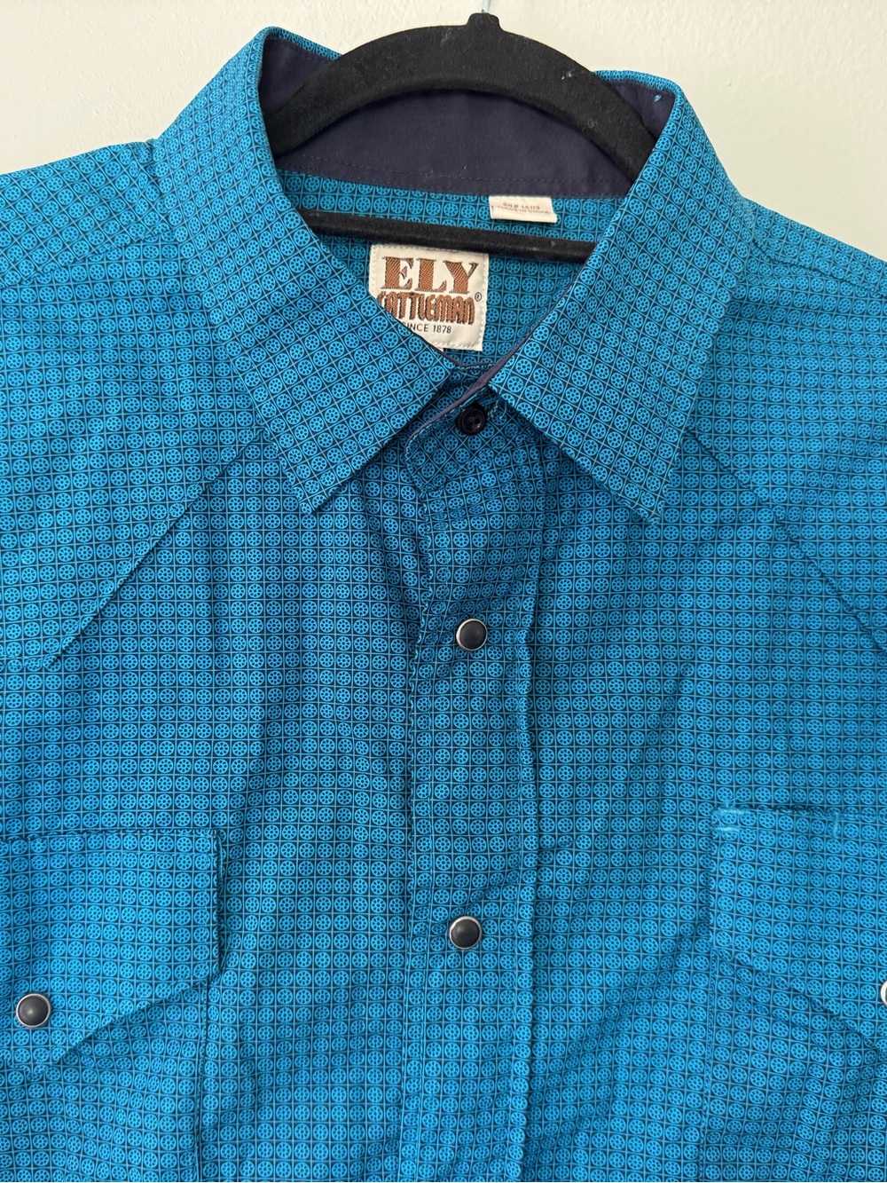 Ely Cattleman Men's Blue Western Snap Down Shirt Size XL